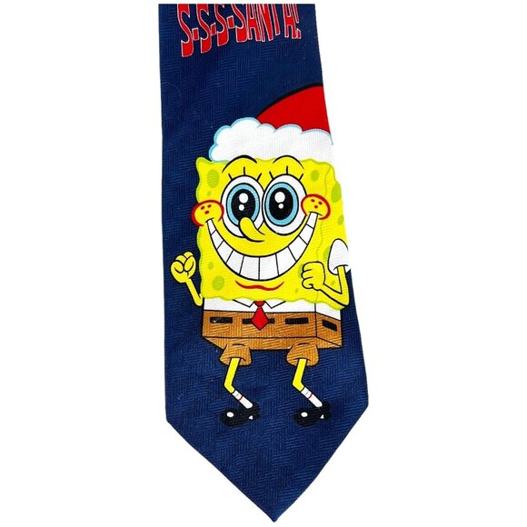 Nickelodeon SpongeBob SquarePants Christmas Tie I Do Believe Santa Mens Necktie - Picture 2 of 9